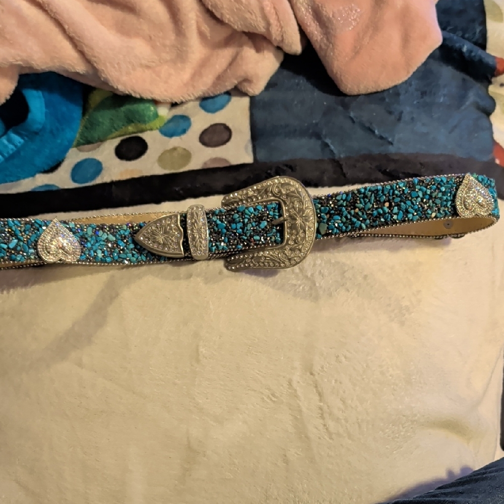 Turquoise and Silver Embellished Women's Belt